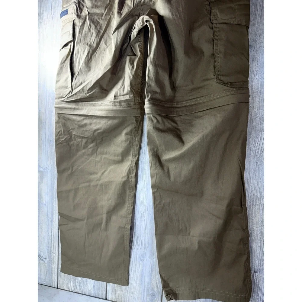 BC Clothing Mens Convertible Cargo Pants Khaki Tan Stretch Hiking Zip Off L x 30